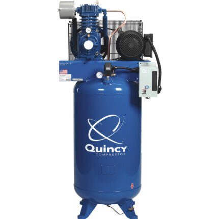 Quincy QP-7.5 Pressure Lubricated Reciprocating Compressor — 7.5 HP, 230 Volt, 1 Phase, 80-Gallon Vertical, Model# 371CS80VCA